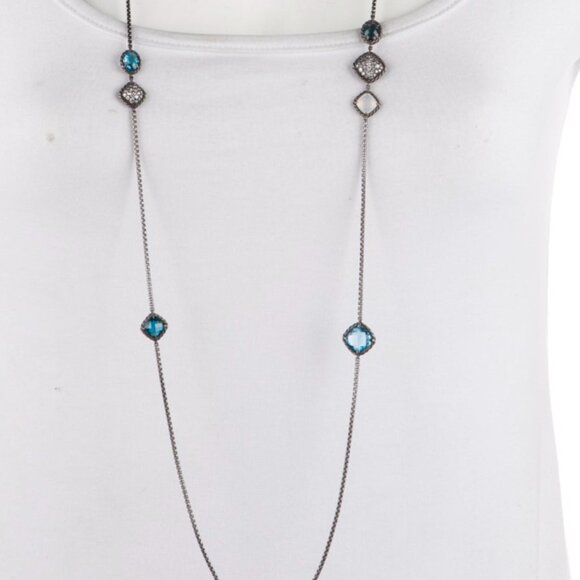 David Yurman Jewelry - DAVID YURMAN STERLING SILVER TOPAZ, CHALCEDONY & DIAMOND 0.46 STATION NECKLACE